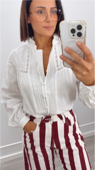 blusa blanca romantica color blanco