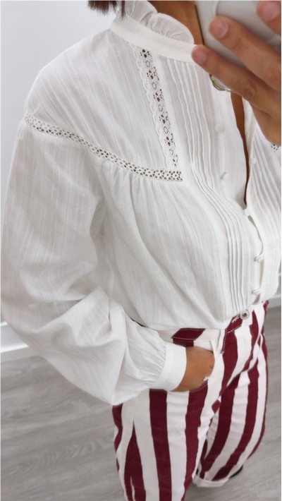 blusa blanca romantica color blanco