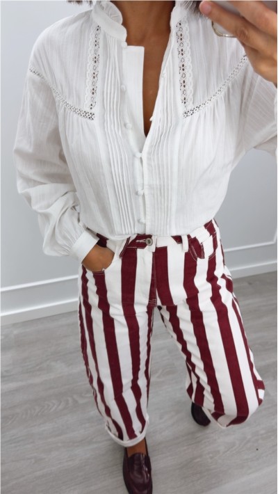 blusa blanca romantica color blanco