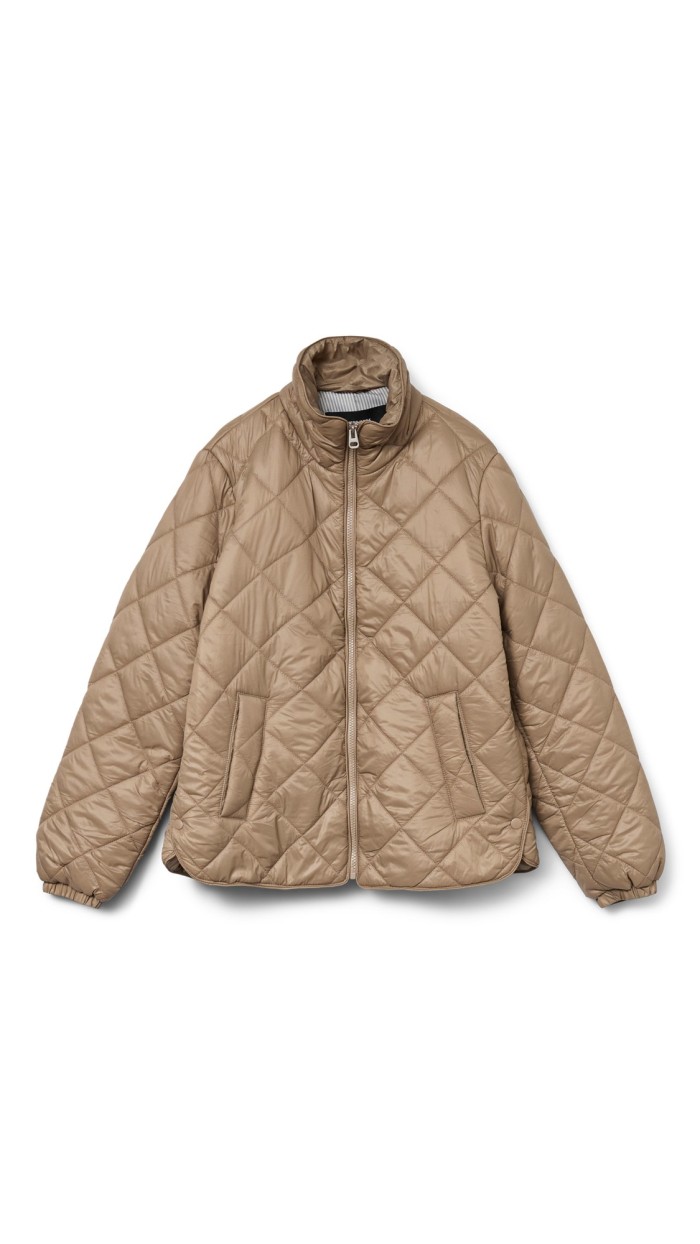 CHAQUETA FINA CAMEL CUELLO MAO
