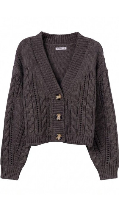 CHAQUETA PICO BOTONES CONTRASTE BEIGE Y GRIS
