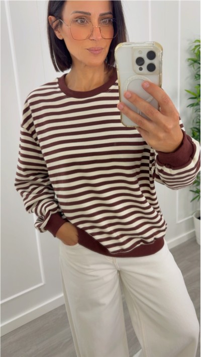 SUDADERA RAYAS COLOR CHOCO