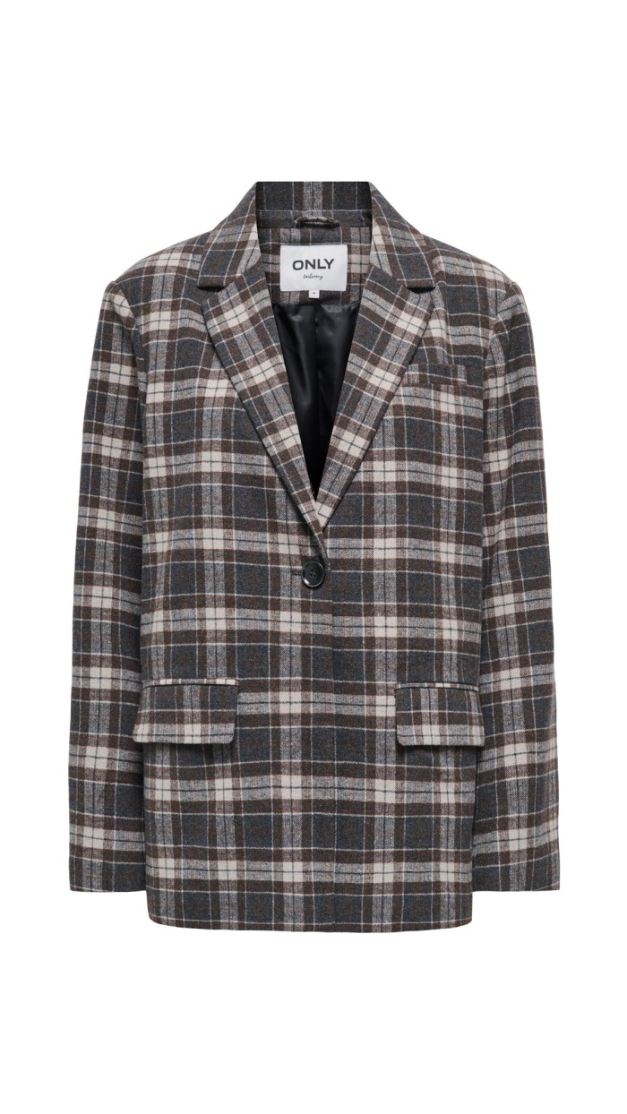 blazer de cuadros gris marrón choco