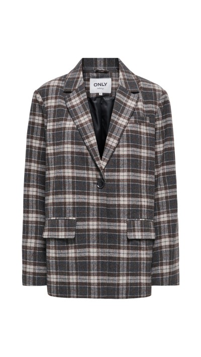 blazer de cuadros gris marrón choco