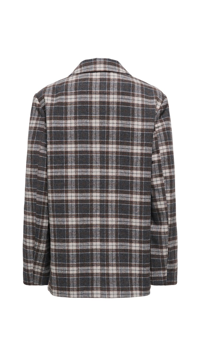 blazer de cuadros gris marrón choco