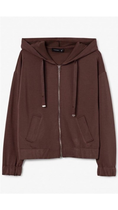 CHAQUETA CAPUCHA CON CREMALLERA MARRÓN