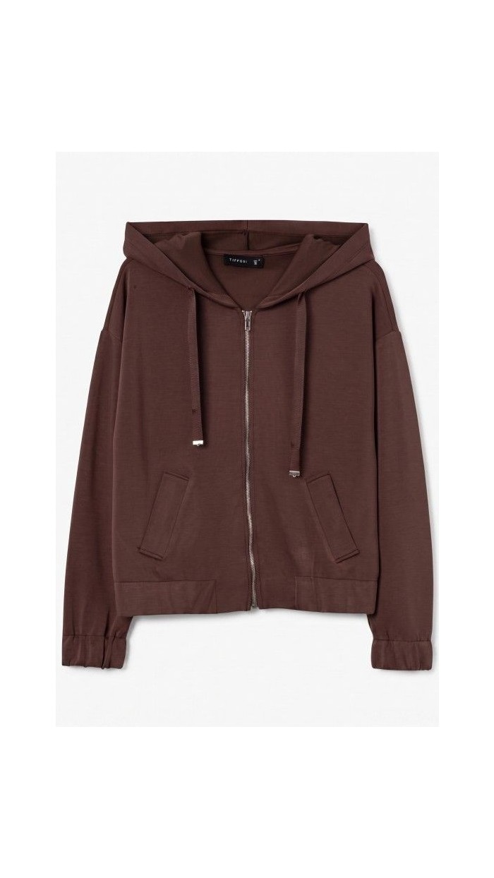 CHAQUETA CAPUCHA CON CREMALLERA MARRÓN