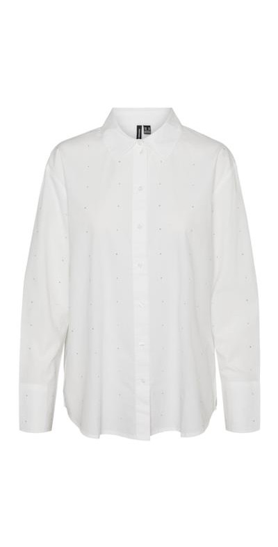 Camisa blanco detalles gotas en metal